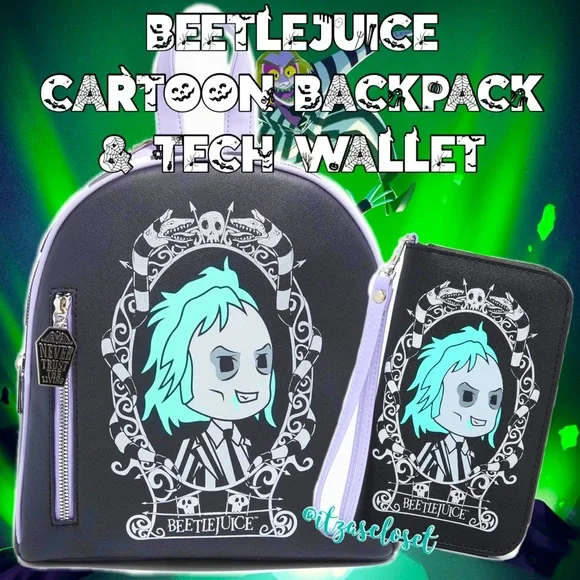 Hot Topic Bags Beetlejuice Cartoon Chibi Mini Backpack Tech